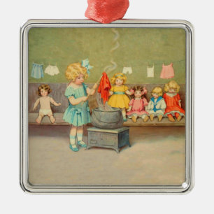 Dolly Wäsche Girl Vintag Playing Puppen Niedlich Silbernes Ornament