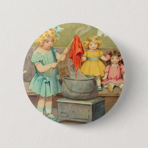 Dolly Waschmädchen Vintage Spielpuppen Süß Button