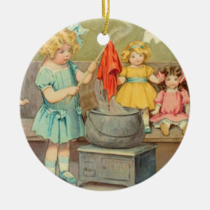 Dolly Waschmädchen Vintage Spielpuppen Süß Keramik Ornament