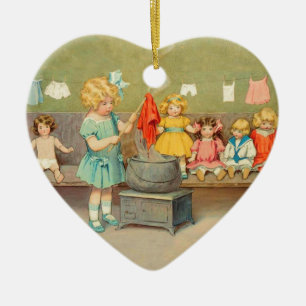 Dolly Waschmädchen Vintage Spielpuppen Süß Keramikornament