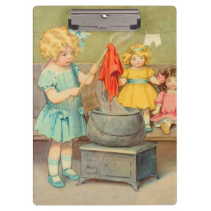 Dolly Waschmädchen Vintage Spielpuppen Süß Klemmbrett