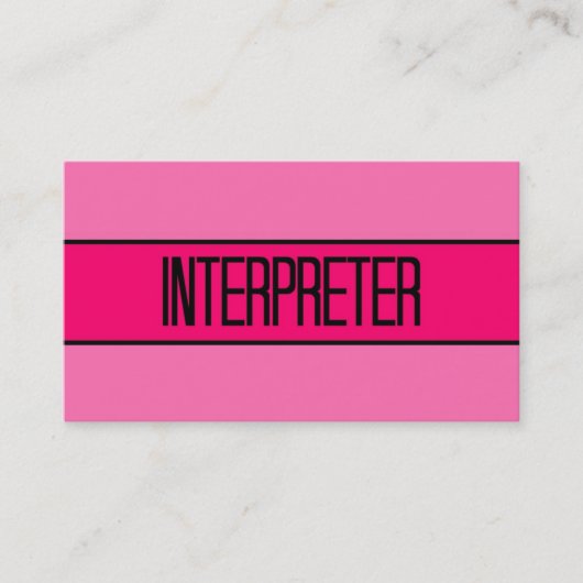 Dolmetscher Baby and Hot Pink Business Card Visitenkarte (Vorderseite)