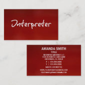 Dolmetscher Red Business Card Visitenkarte (Vorne/Hinten)