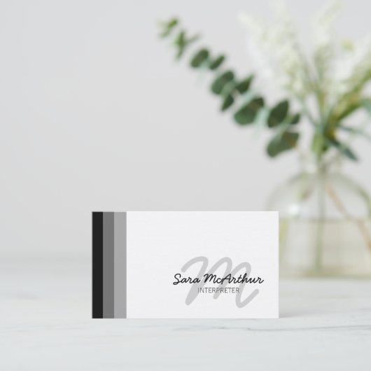 Dolmetscher Special SkillsServices CursiveMonogram Visitenkarte (Stehend Vorderseite)