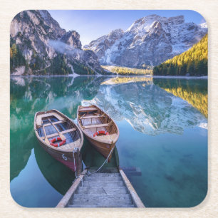Dolomit-Alpen des Braies See- , Italien Rechteckiger Pappuntersetzer