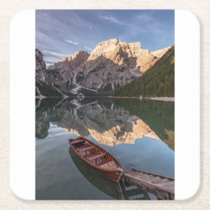 Dolomit-Alpen Pragser Wildsee Tirol, Italien Rechteckiger Pappuntersetzer