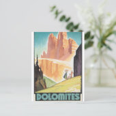 Dolomit-Vintages Reise-Plakat Postkarte (Stehend Vorderseite)