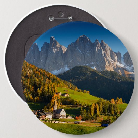 Dolomitdorf im Fallknopf Button (Vorne & Hinten)