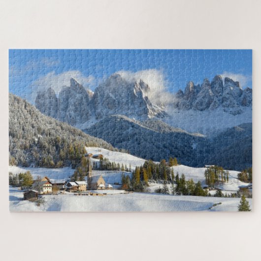 Dolomitdorf im Schnee im Winter Puzzle (Horizontal)