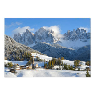 Dolomitdorf im Winter-Fotodruck Fotodruck