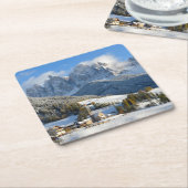 Dolomitdorf im Winter-Untersetzer Rechteckiger Pappuntersetzer (angewinkelt)