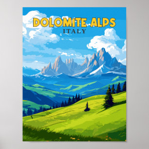 Dolomiten Alpen Italien Vintage-Reiseillustration Poster