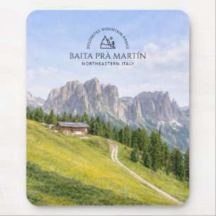 Dolomiten Alpenhütte Aquarell Natur Landschaft Mousepad