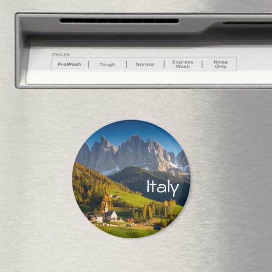 Dolomiten Dorf Herbst Magnet mit Text (In Situ (Geschirrspüler))