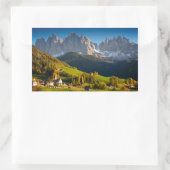 Dolomiten Dorf im Fall rechteckiger Aufkleber (Tasche)