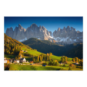 Dolomiten Dorf im Herbst Foto drucken