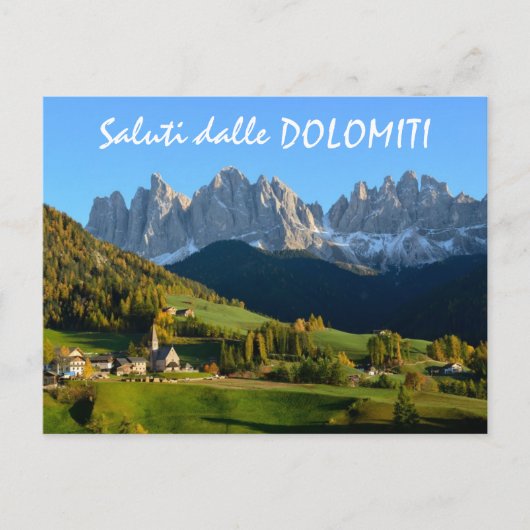 Dolomiten Dorf im Herbst italienischer Text Postka Postkarte (Vorderseite)