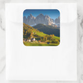 Dolomiten Dorf im Herbst Quadratischer Aufkleber (Tasche)
