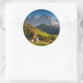 Dolomiten Dorf im Herbst rund Aufkleber (Tasche)