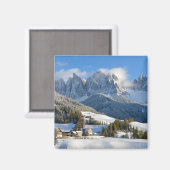Dolomiten Dorf im Winter Magnet (Vorderseite/Rückseite)