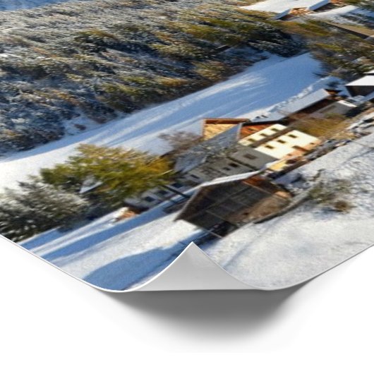 Dolomiten Dorf im Winter Poster (Ecke)