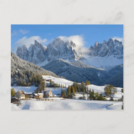 Dolomiten Dorf im Winter Postkarte (Vorderseite)