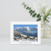 Dolomiten Dorf im Winter weiße Postkarte (Stehend Vorderseite)