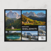 Dolomiten Foto schwarzer Text Postkarte (Vorderseite)