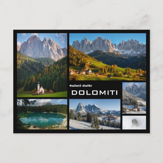 Dolomiten Foto schwarzer Text Postkarte (Vorderseite)