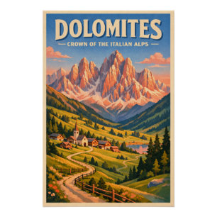 Dolomiten, Italien, in klassischer Retro-Reiseopti Poster