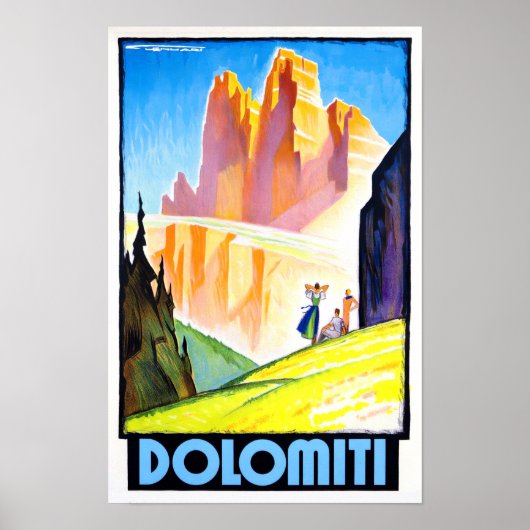 Dolomiten Italien Jahrgang Reise Poster (Vorne)