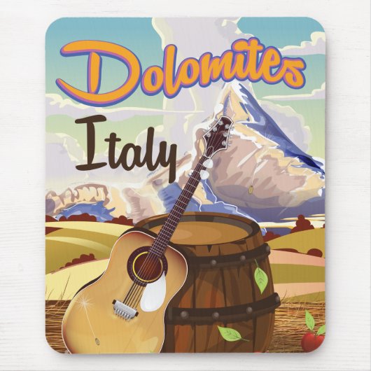 Dolomiten Italien Reiseplakat Mousepad (Vorne)