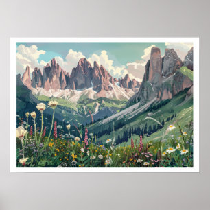 Dolomiten, Italien Retro-Reise Poster