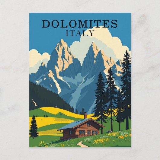 Dolomiten Italien Retro Reisen Postkarte (Vorderseite)