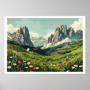 Dolomiten, Italien Retro Travel Poster