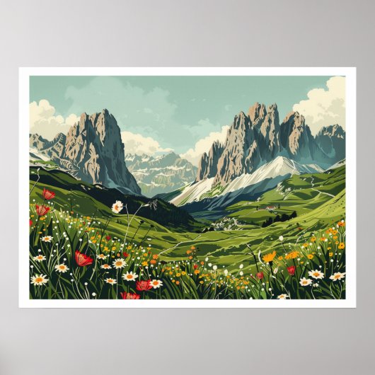 Dolomiten, Italien Retro Travel Poster (Vorne)