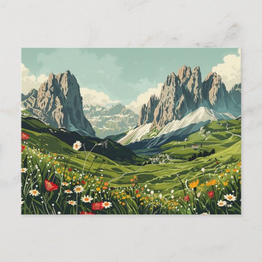Dolomiten, Italien Retro Travel Postkarte (Vorderseite)