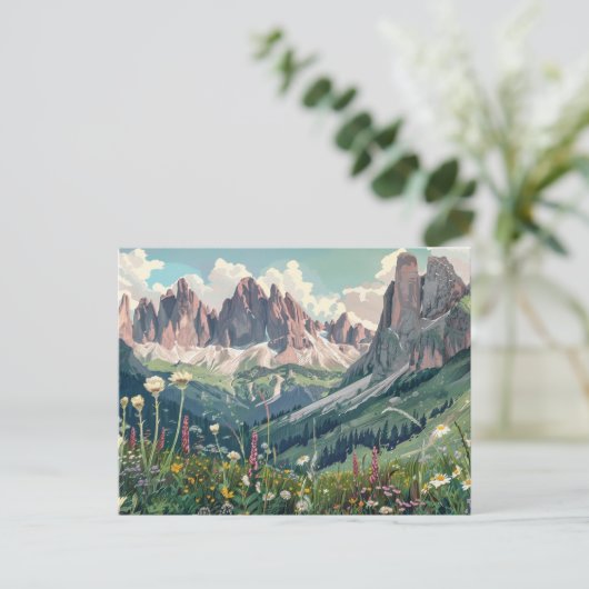 Dolomiten, Italien Retro Travel Postkarte (Stehend Vorderseite)