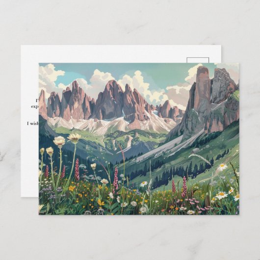 Dolomiten, Italien Retro Travel Postkarte (Vorne/Hinten)