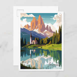 Dolomiten Italien Vintage Illustration Postkarte
