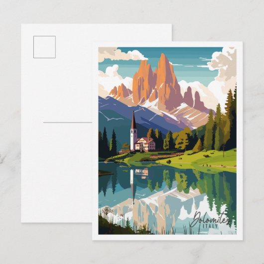 Dolomiten Italien Vintage Illustration Postkarte (Vorne/Hinten)