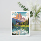 Dolomiten Italien Vintage Illustration Postkarte (Stehend Vorderseite)