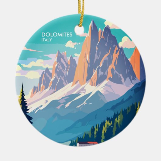 Dolomiten Italien Vintage Reise Keramik Ornament (Vorne)