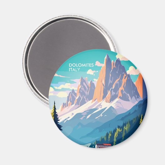 Dolomiten Italien Vintage Reise Magnet (Vorderseite/Rückseite)