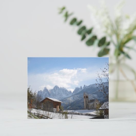 Dolomiten-Kirche im Winter Postkarte (Stehend Vorderseite)