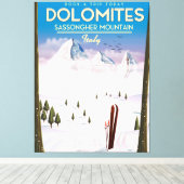 Dolomiten Sassongher Berg Italien Reiseplakat Leinwanddruck (Insitu (Holzboden))