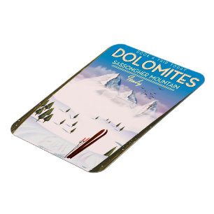 Dolomiten Sassongher Berg Italien Reiseplakat Magnet