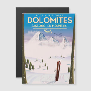 Dolomiten Sassongher Berg Italien Reiseplakat Magnetkarte