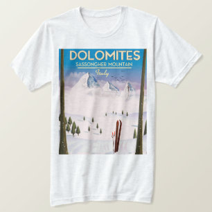 Dolomiten Sassongher Berg Italien Reiseplakat T-Shirt