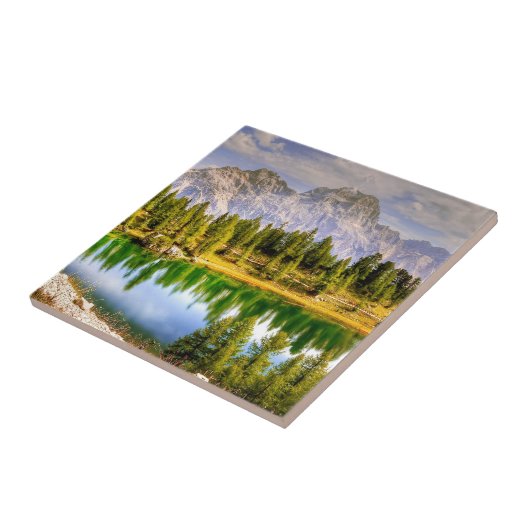 Dolomiten und Atemberaubender See Landschaft Fliese (Seite)